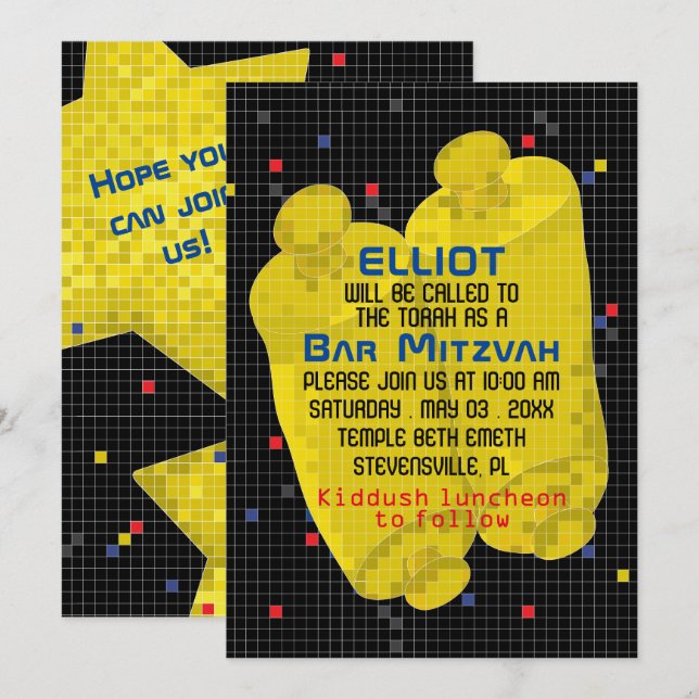 BM Bat mitzvah Bar Mitzvah Jeu Sur Invitation (Devant / Derrière)