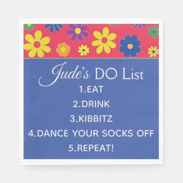 BM Bat oder Bar Mitzvah Flowins Napkins Serviette (Vorderseite)