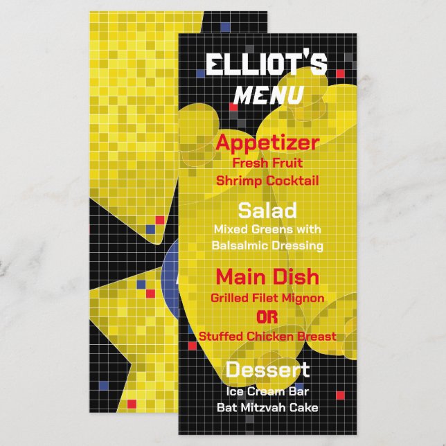 BM Bat ou Bar Mitzvah JEU SUR LE Menu Alimentaire (Devant / Derrière)