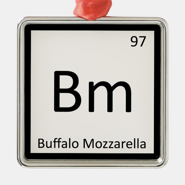 Bm - Buffalo Mozzarella Cheese Chemistry Symbol Silbernes Ornament (Vorne)