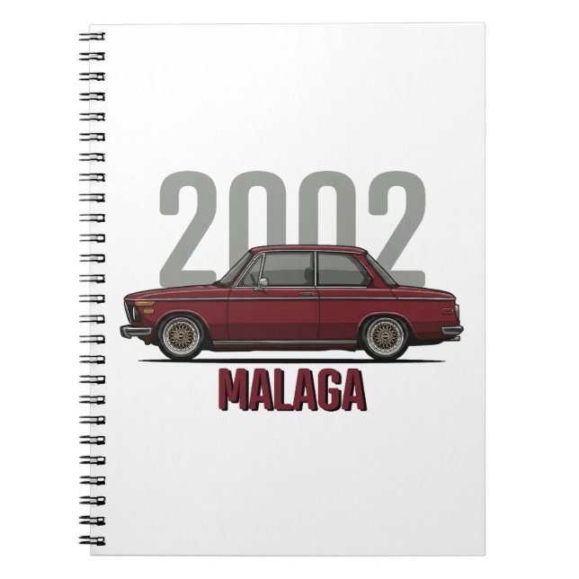 BMW 2002 Malaga Red Oldtimer  Notizblock (Vorderseite)