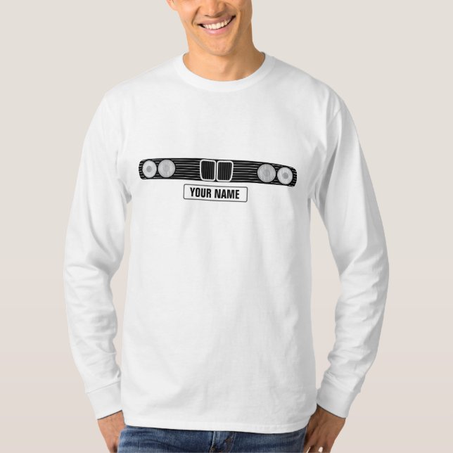 BMW E30 Vorderseite mit Nummernschild T-Shirt (Vorderseite)