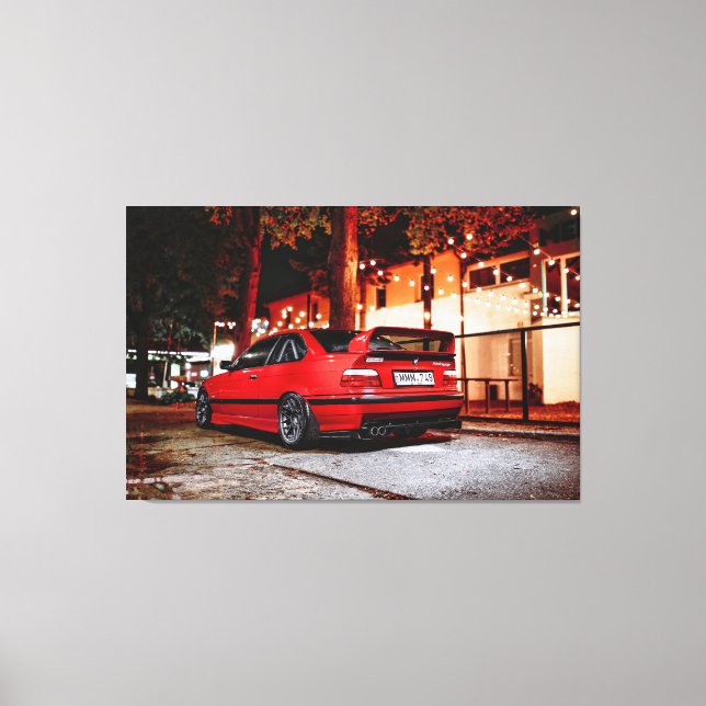 BMW E36 Rennwagen Leinwanddruck (Vorderseite)