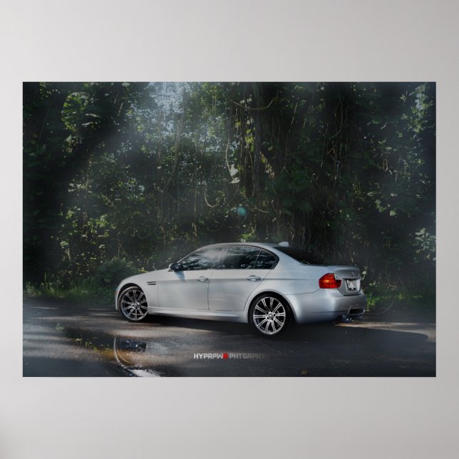 BMW M3 E90 in the Mist Poster (Vorne)