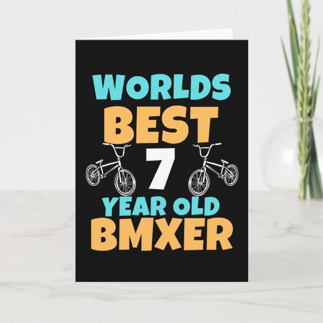 BMX 7 Year Old Birthday Party Costume Karte (Vorderseite)