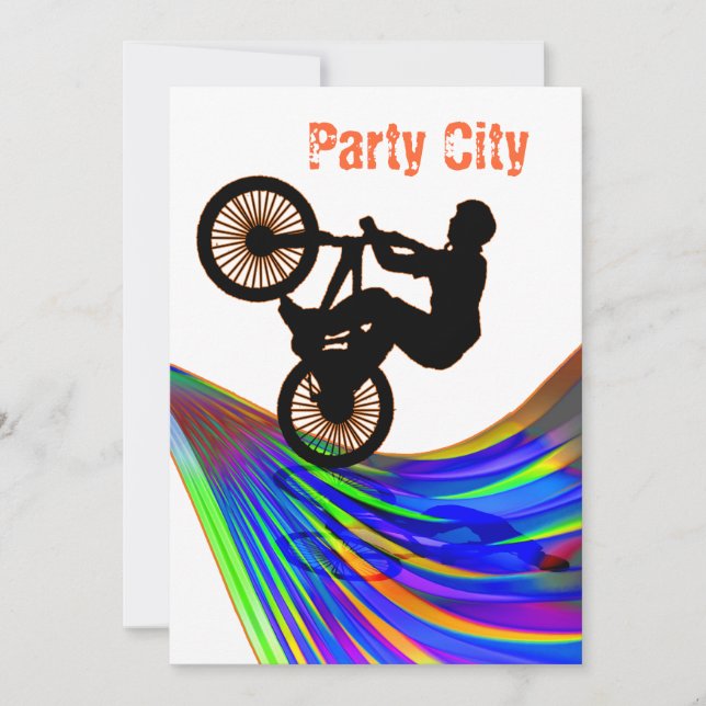 BMX auf dem Rainbow Road-Party Einladung (Vorderseite)