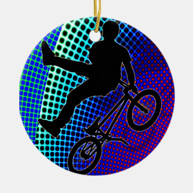 BMX auf Fraktal-Film-Festzelt Keramik Ornament (Vorne)