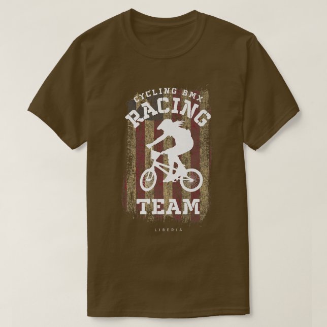 BMX Bike Liberia Flag Radrennen T-Shirt (Design vorne)