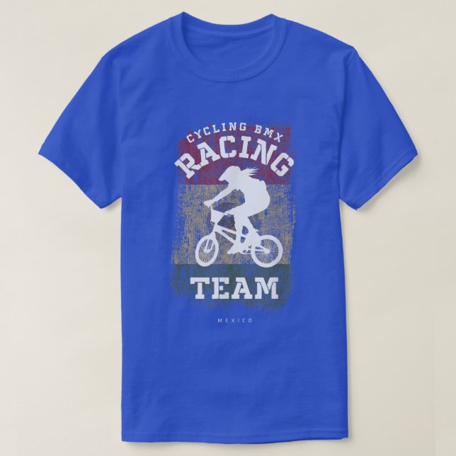 BMX Bike Mexico Flag Radrennen T-Shirt (Design vorne)