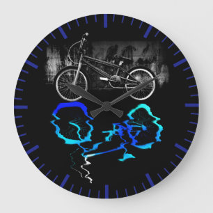 BMX Fahrrad Sport Farbige Reflexion Große Wanduhr