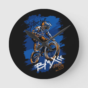 BMX-Fahrrad Urban Graffiti Streetwear Runde Wanduhr