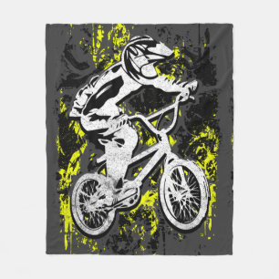 Bmx Flatland - Graue Grunge Bmx Fleece Decke