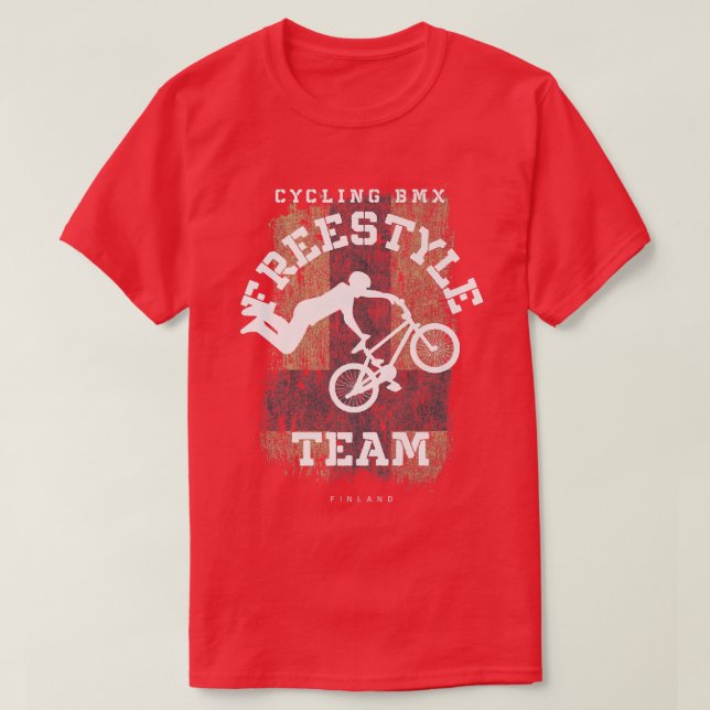 BMX Freestyle Bike Finnland Flag Radfahren BMX T-Shirt (Design vorne)
