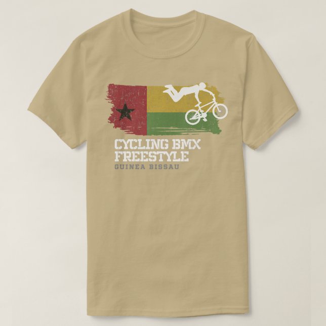 BMX Freestyle Bike Guinea Bissau Flag Fahrradfahre T-Shirt (Design vorne)