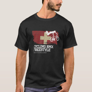 BMX Freestyle Bike Schweiz Flaggenradfahren T-Shirt