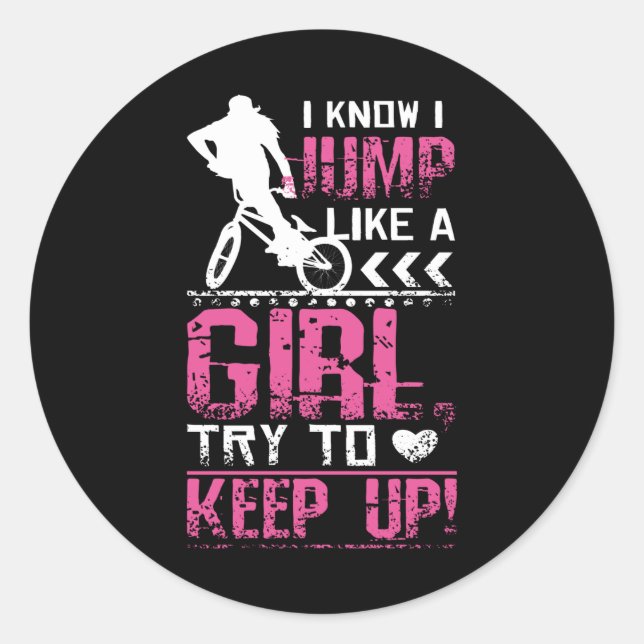 Bmx Freestyle Girl Runder Aufkleber (Vorderseite)