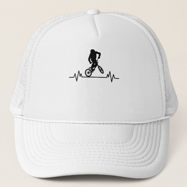 BMX Heartbeat Design Funny Rider Cycling Bike Gesc Truckerkappe (Vorderseite)
