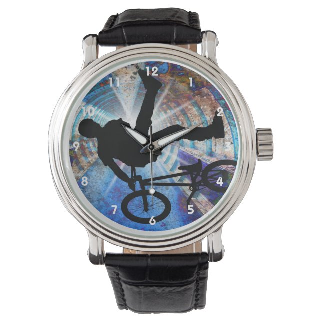BMX im Grunge-Tunnel Armbanduhr (Vorderseite)