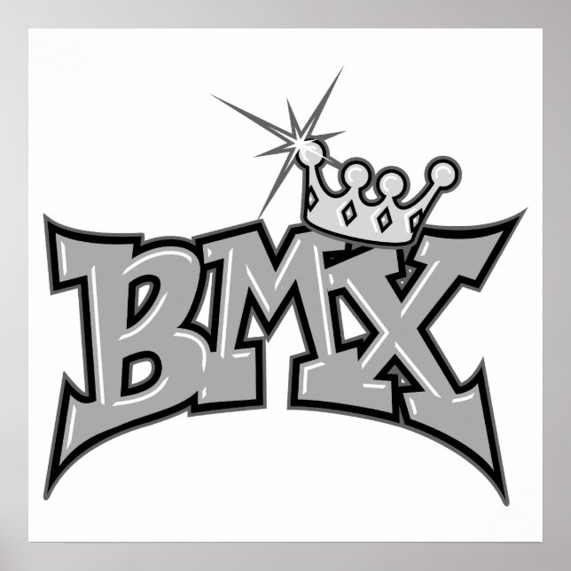 BMX King Text Design Graustufen Poster (Vorne)