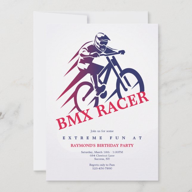 BMX Racer Party Einladungen (Vorderseite)