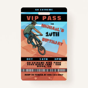 BMX Racing BIke Birthday Einladung Ausweis