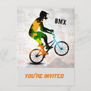 BMX Reiter in den abstrakten Farben-Spritzern Einladung