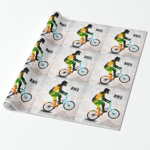 BMX Reiter in den abstrakten Farben-Spritzern Geschenkpapier