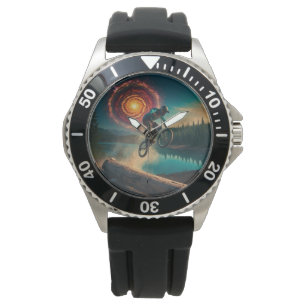 BMX Rider am Waldrand Armbanduhr