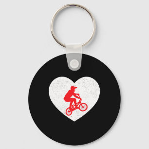 BMX-Silhouette-Biker-Fahrrad-Valentinstag-Herzform Schlüsselanhänger
