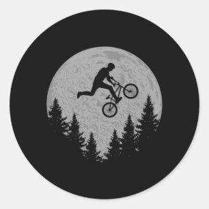 BMX-Stunt-Dirt-Bike-Mond-Stil-Fahrer-Geschenk Runder Aufkleber