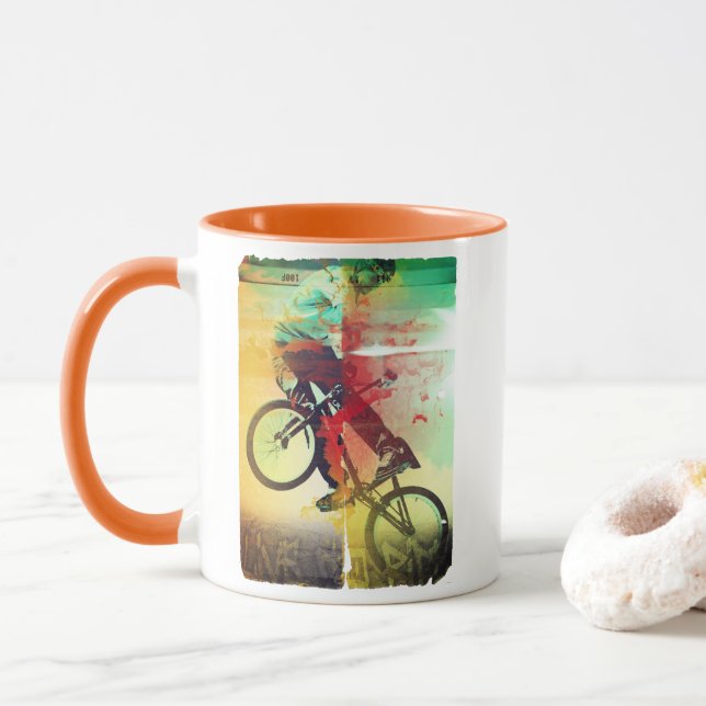 BMX Trick Bicycle Rider Tasse (Mit Donut)