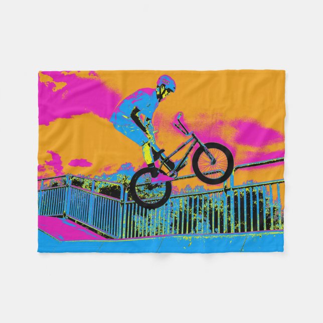 BMX Trickster - BMX Trick Bike Fleecedecke (Vorderseite (Horizontal))