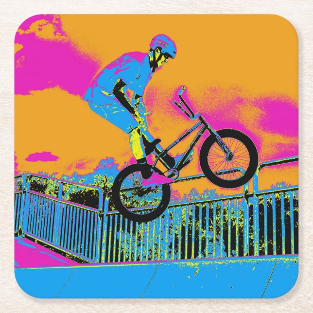 BMX Trickster - BMX Trick Bike Rechteckiger Pappuntersetzer (Vorderseite)