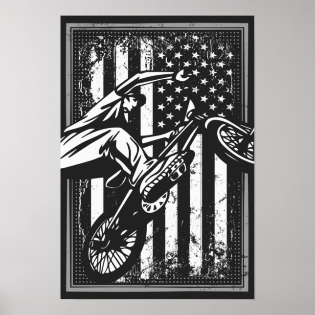 Bmx USA - Amerikanische Flagge - Bmx Poster (Vorne)
