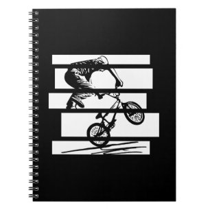 BMX Wheelie Silhouette Urban Lines Notizblock