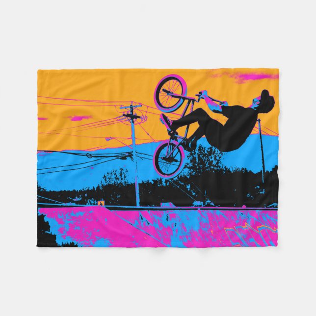 BMX Zurück Gedreht Fleecedecke (Vorderseite (Horizontal))