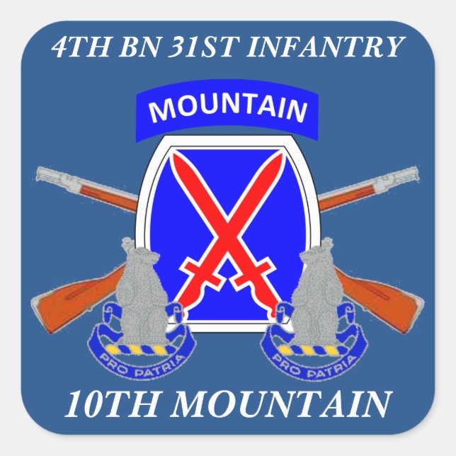 BN 31. INFANTRIE 10. BERGSTECKER QUADRATISCHER AUFKLEBER (Vorderseite)