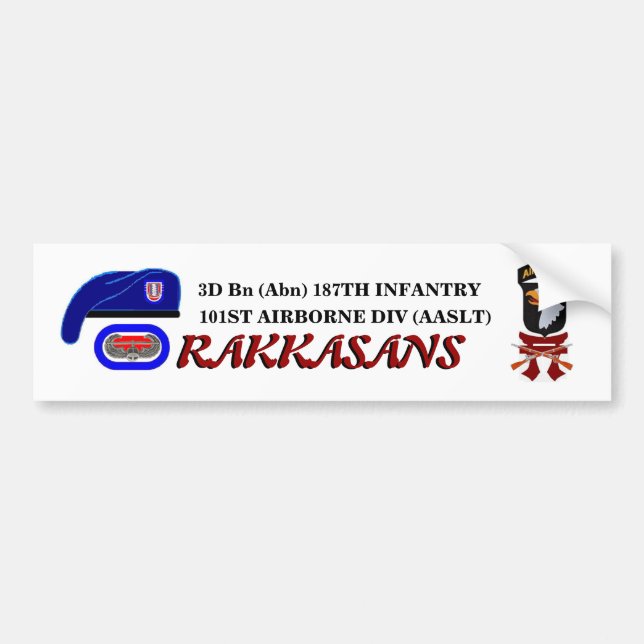 BN 3D (Abn) 187TH Inf RAKKASANS Bumper Sticker (Devant)