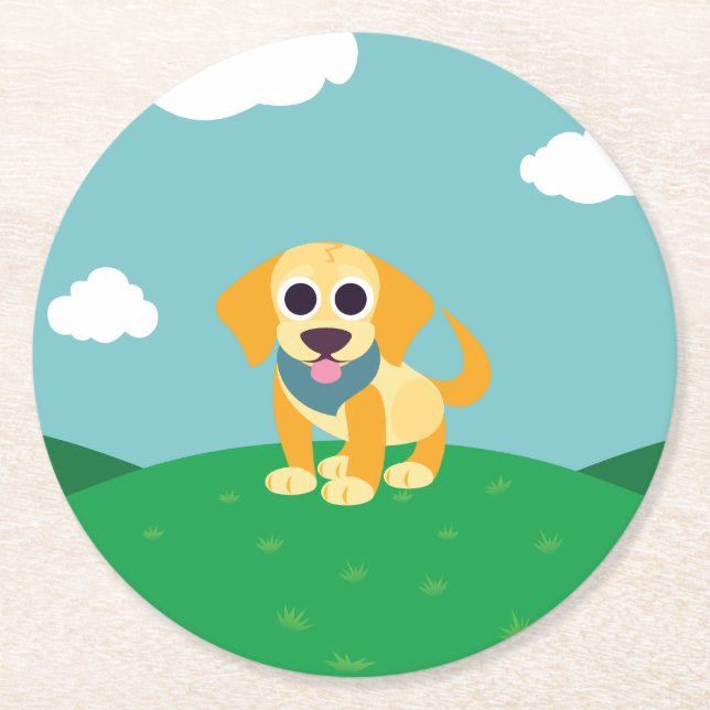 BO der Hund Runder Pappuntersetzer (Vorderseite)