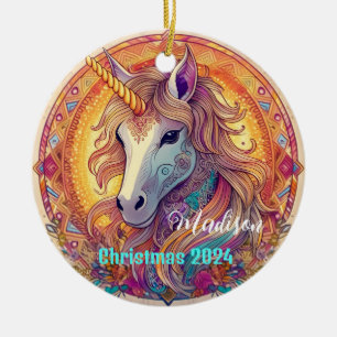 Bo Ho Unicorn Ornement de Noël personnalisé