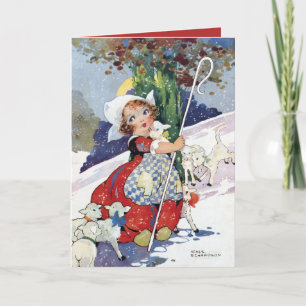Bo Peep and Snowy Sheep von Agnes Richardson Feiertagskarte