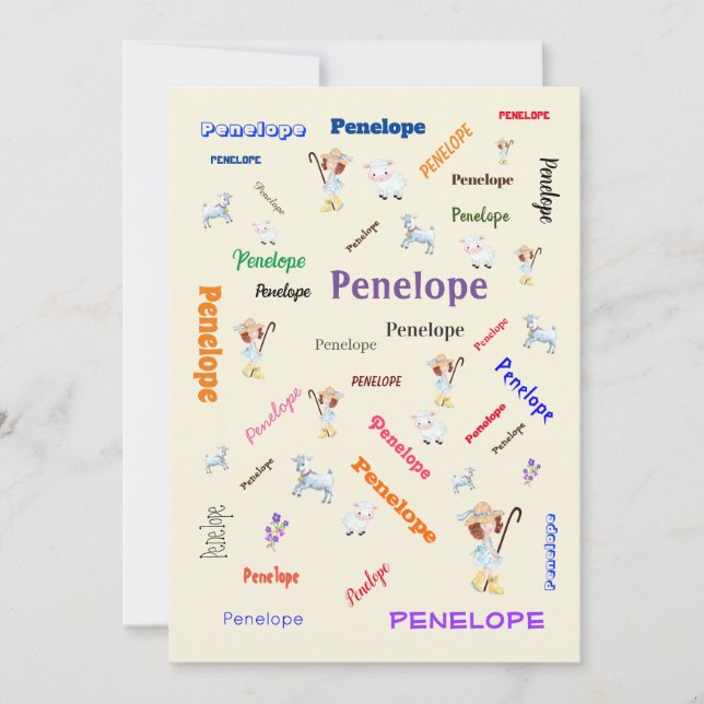 BO PEEP KINDERZIMMER RHYME Word Cloud Name Collage Einladung (Vorderseite)