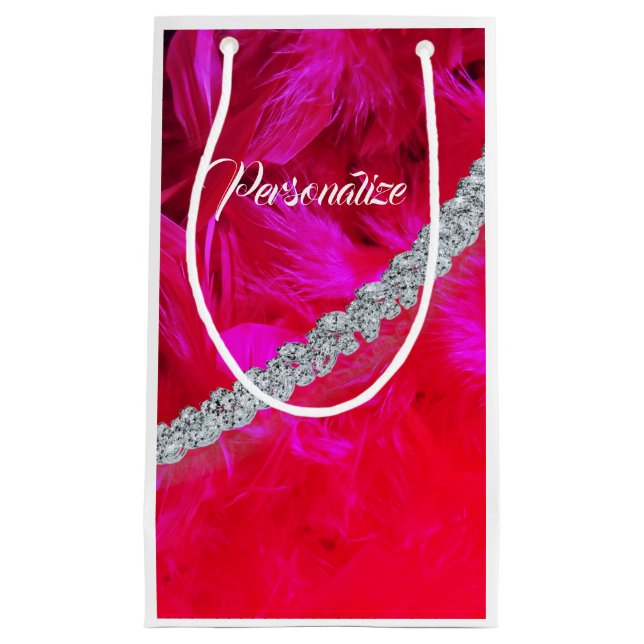 Boa en plumes rouges drapé avec sac cadeau de diam (Devant)