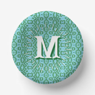 Boa Ripple in Green + Aqua Personalisiert Pappteller