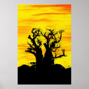 Boab Tree in Oils Archival Print Poster