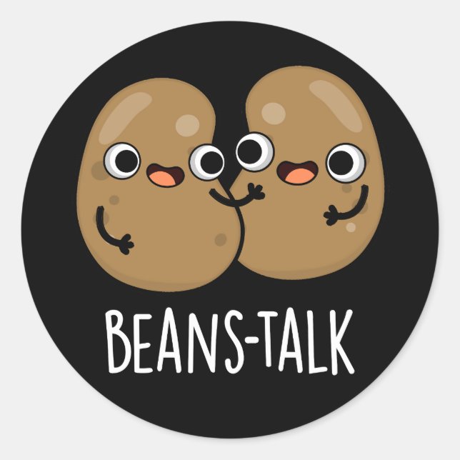 Boans Talk Funny Veggie Bean Pun Dark BG Runder Aufkleber (Vorderseite)