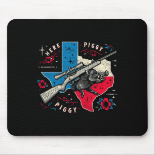 Boar Hunter Mens Here Piggy Vintag Texas Wild Hog Mousepad