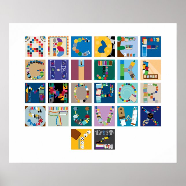 Board Game Alphabet Poster - Horizontal (Vorne)