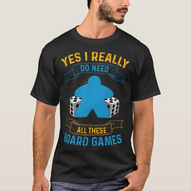 Board Games Meeple Dice Geek for Gamers T-Shirt (Vorderseite)