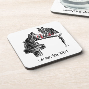 Board Games Two Cats spielen Schach Match Red Getränkeuntersetzer